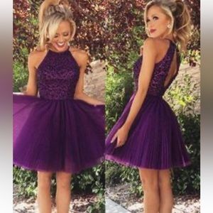 SHORT PURPLE HOMECOMING DRESS